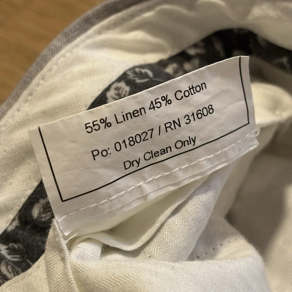 Jos A Bank Dress Pants Mens Fits 32x30 Grey Linen Cotton Slim Fit Suit Separates